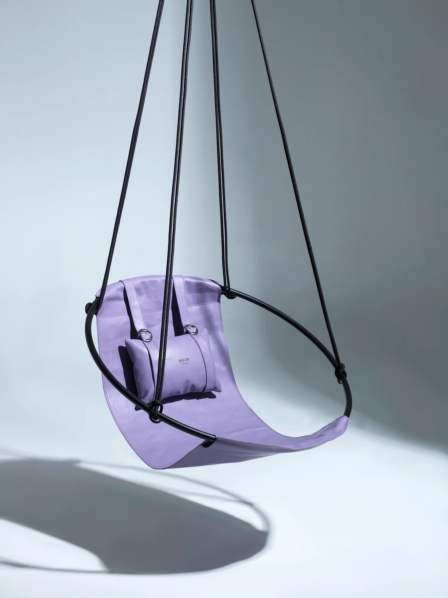 Faux Leather Round Hanging Chair Lilac