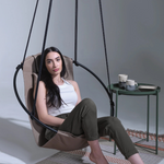 Faux Leather Round Hanging Chair Mink