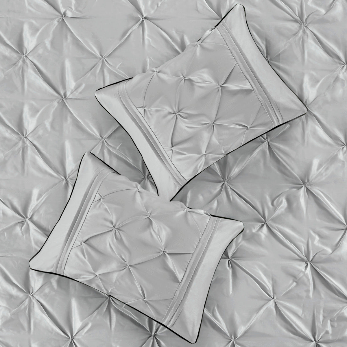 7 Piece Tufted Comforter Set - Grey - California King