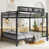 Queen Over Queen Bunk Bed With Ladder And Storage Shelf - Black