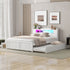 Storage Platform Bed With LED Lights, 2 Drawers And Trundle