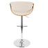 Curvo - Mid Century Modern Adjustable Barstool With Swivel With Straight T Footrest