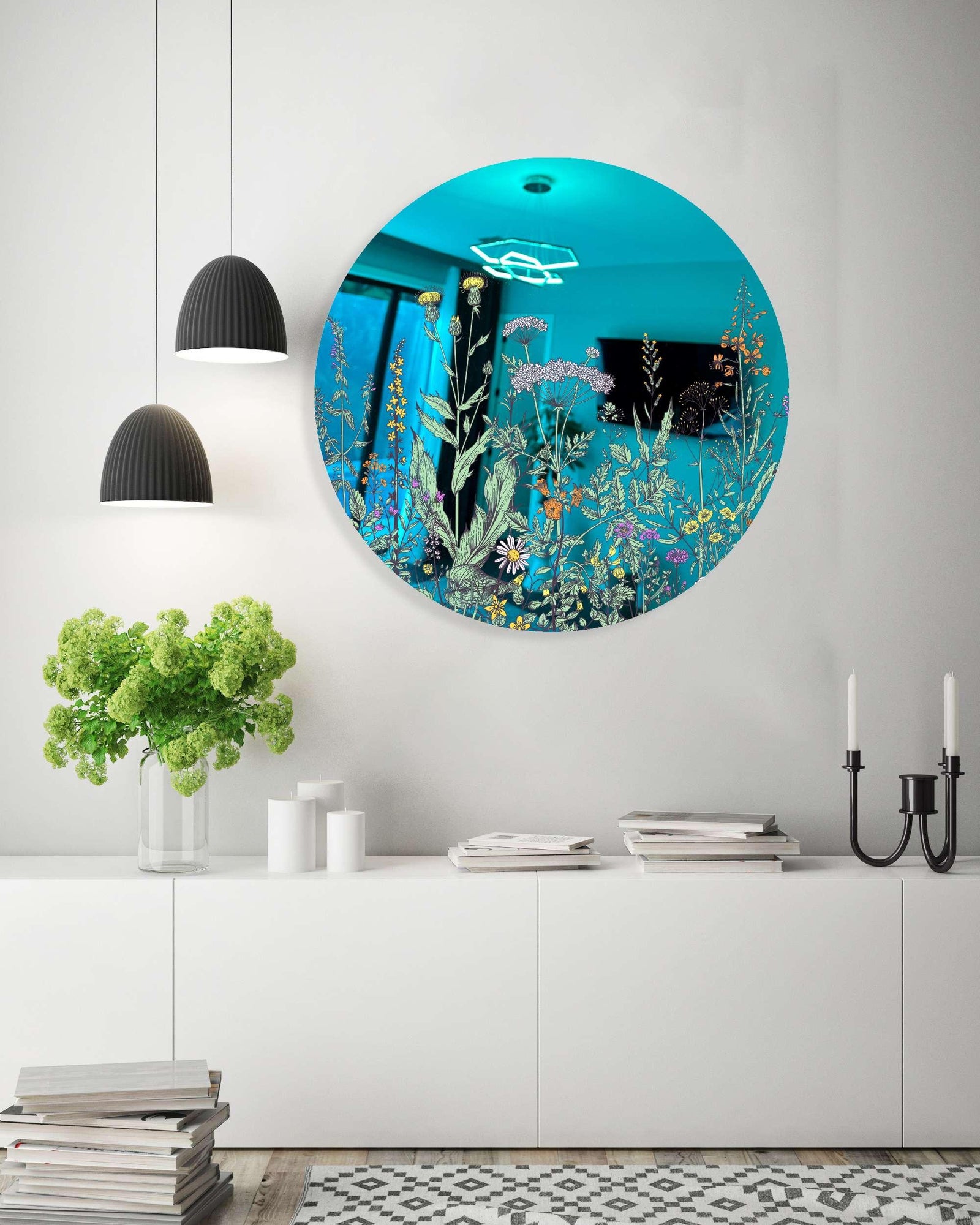 Field of Prairie Flowers Printed Mirror Acrylic Circles