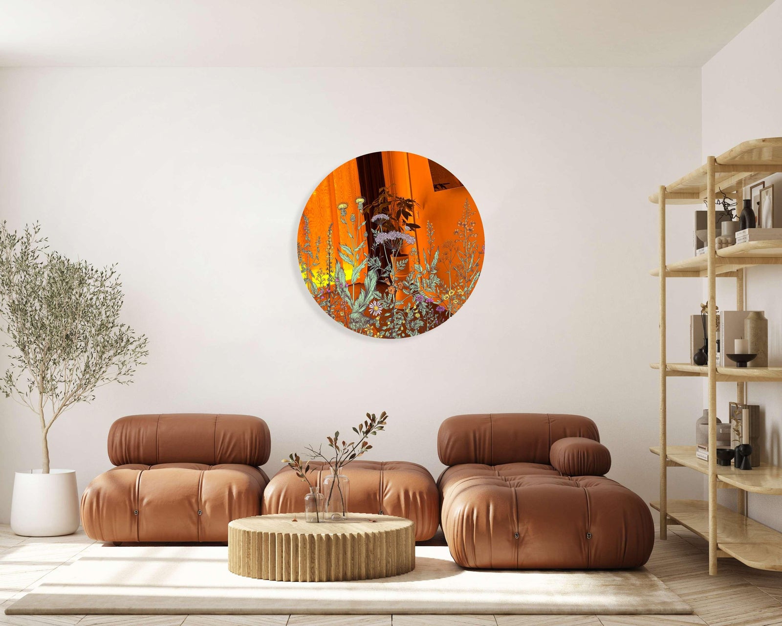 Field of Prairie Flowers Printed Mirror Acrylic Circles