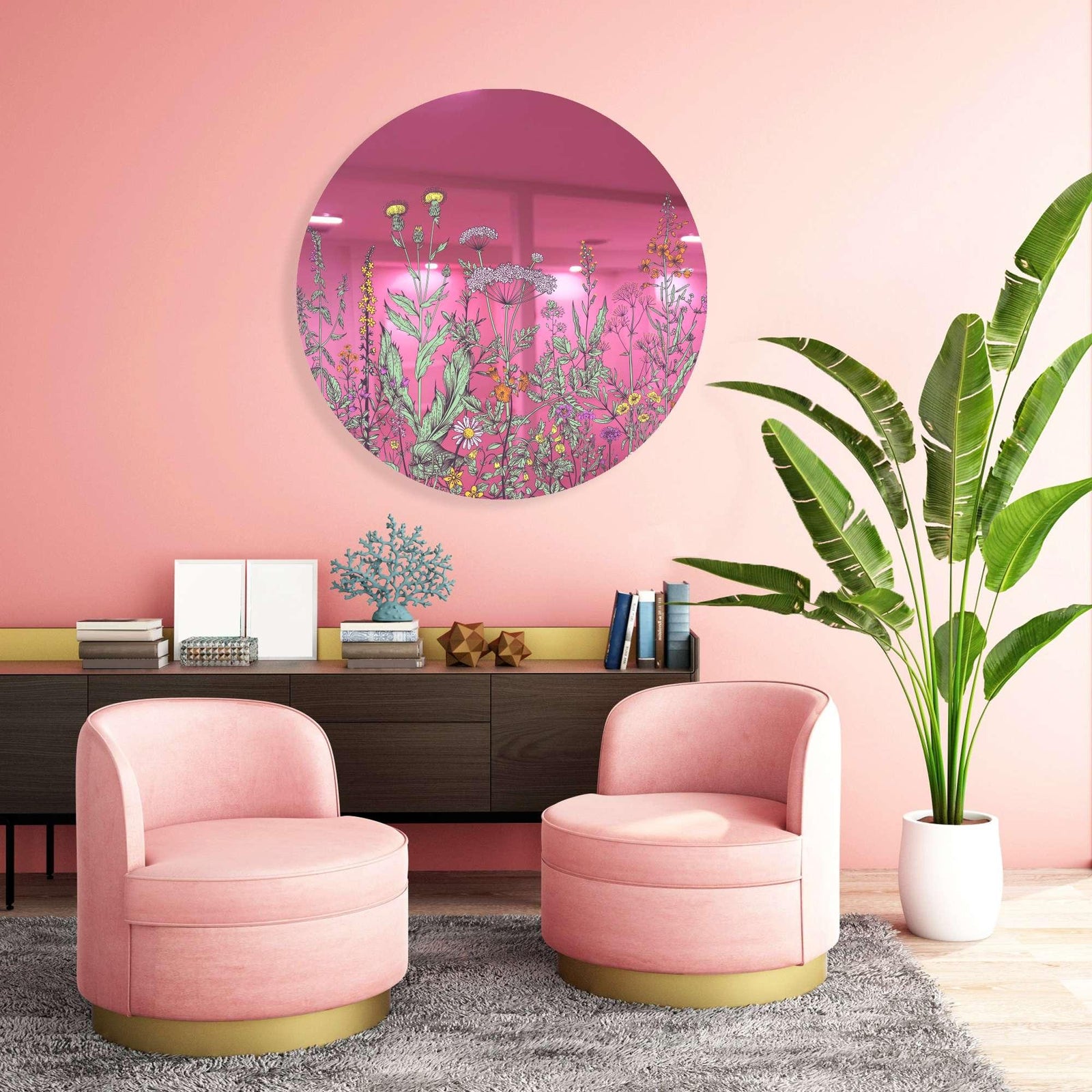 Field of Prairie Flowers Printed Mirror Acrylic Circles