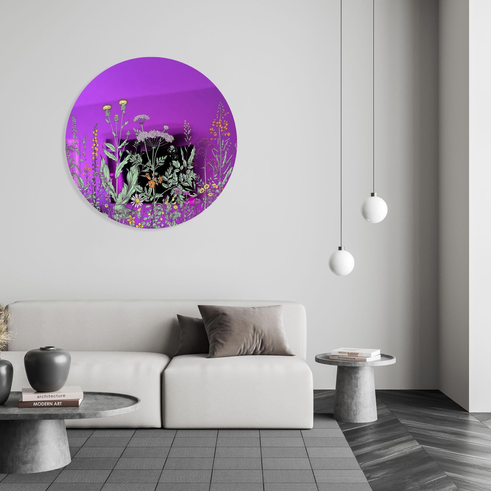 Field of Prairie Flowers Printed Mirror Acrylic Circles