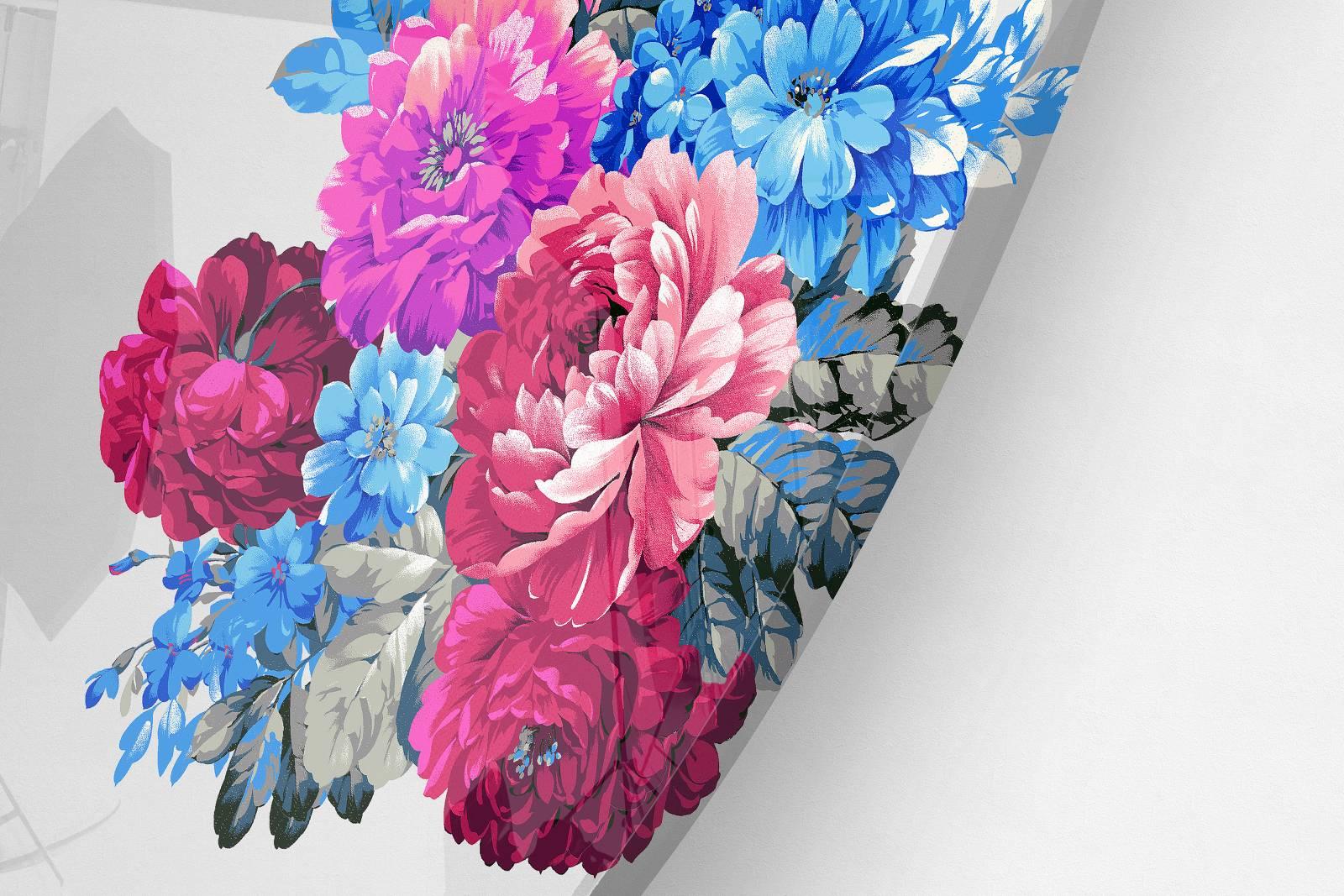 Floral Composition Printed Transparent Acrylic Circle