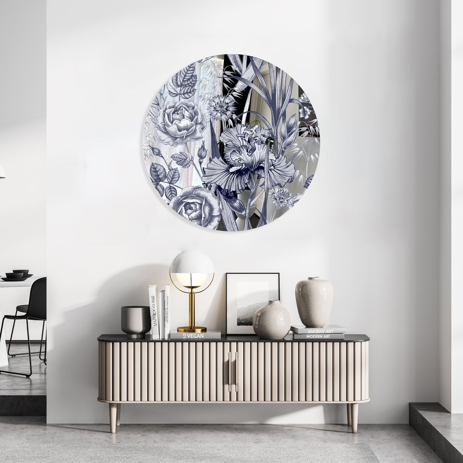 Floral Pattern Flowers Printed Mirror Acrylic Circles