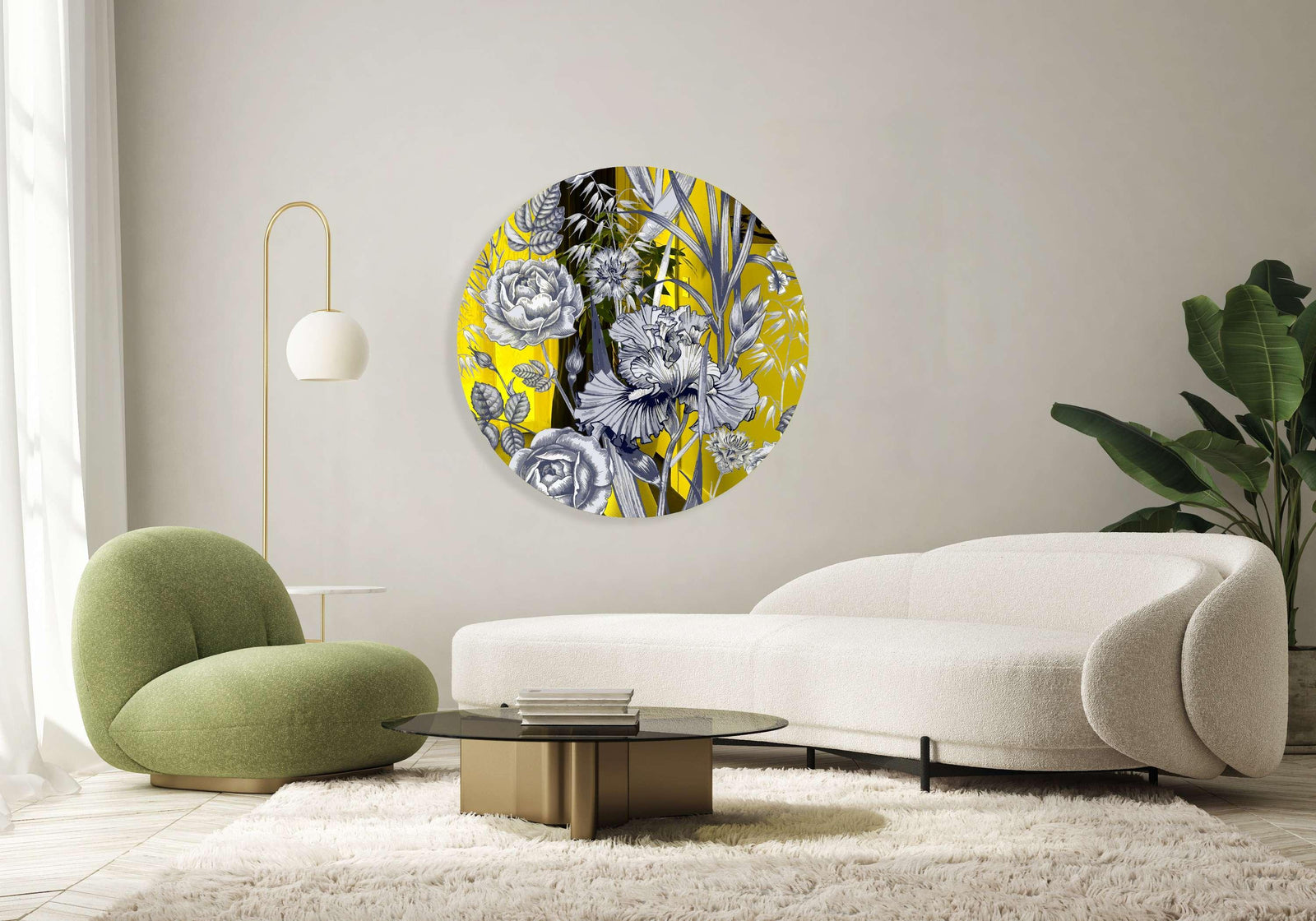 Floral Pattern Flowers Printed Mirror Acrylic Circles