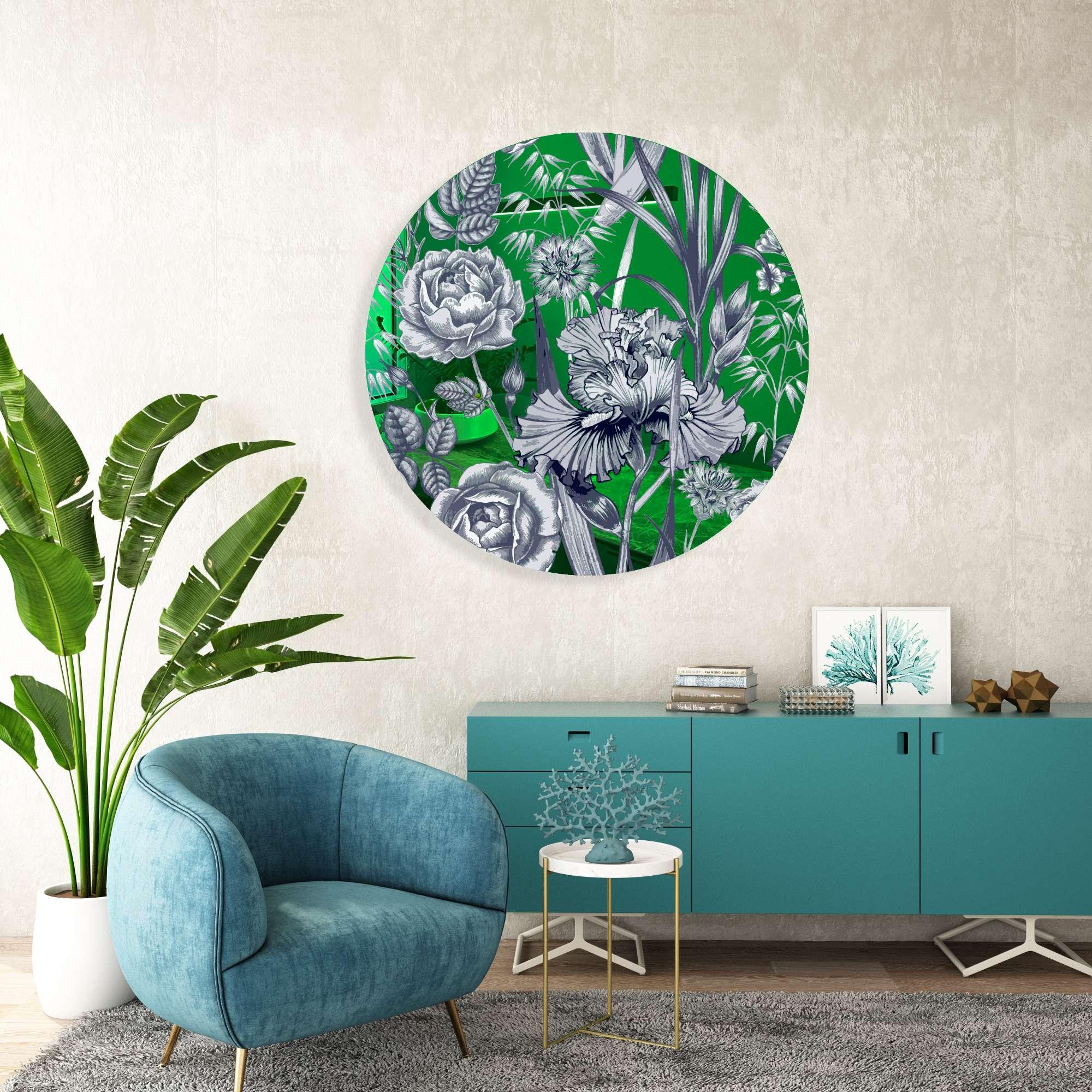 Floral Pattern Flowers Printed Mirror Acrylic Circles