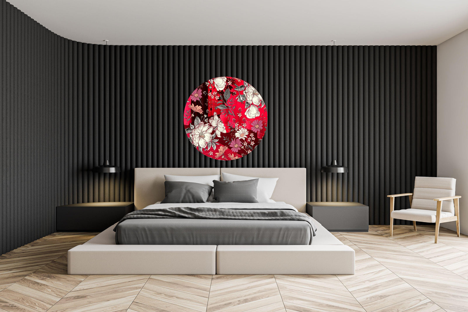 Floral Pattern Printed Mirror Acrylic Circles