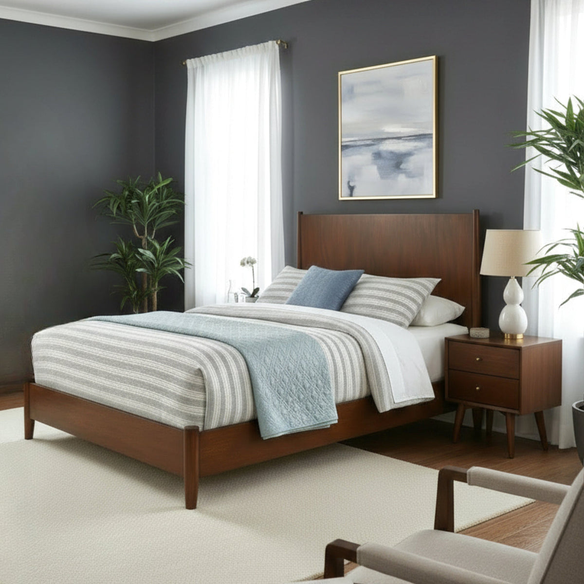 Flynn Panel Bed, Walnut