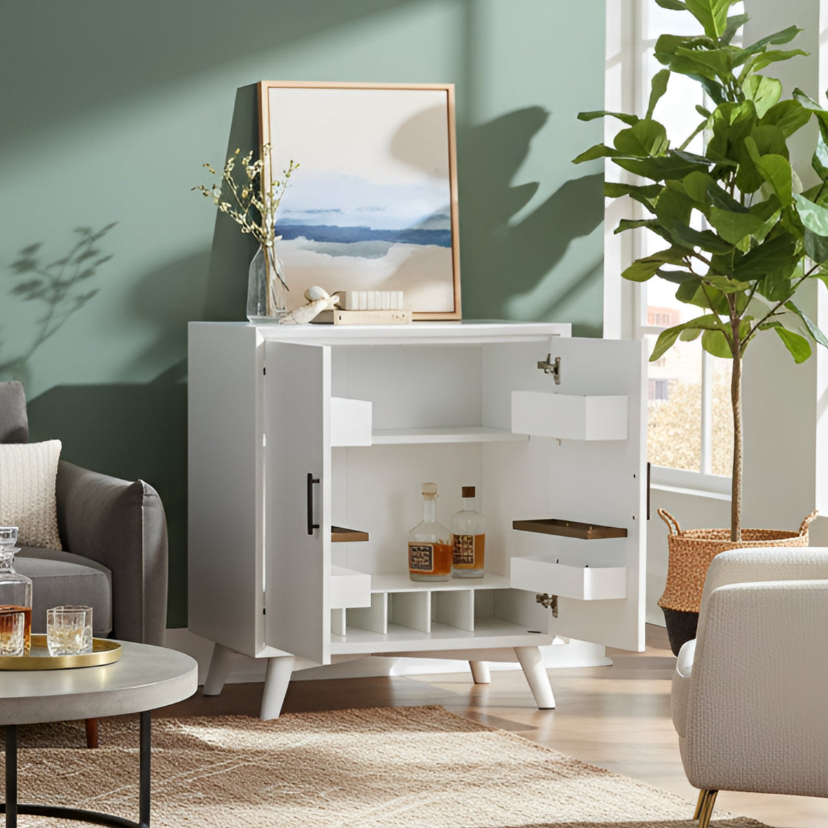 Flynn Small Bar Cabinet, White