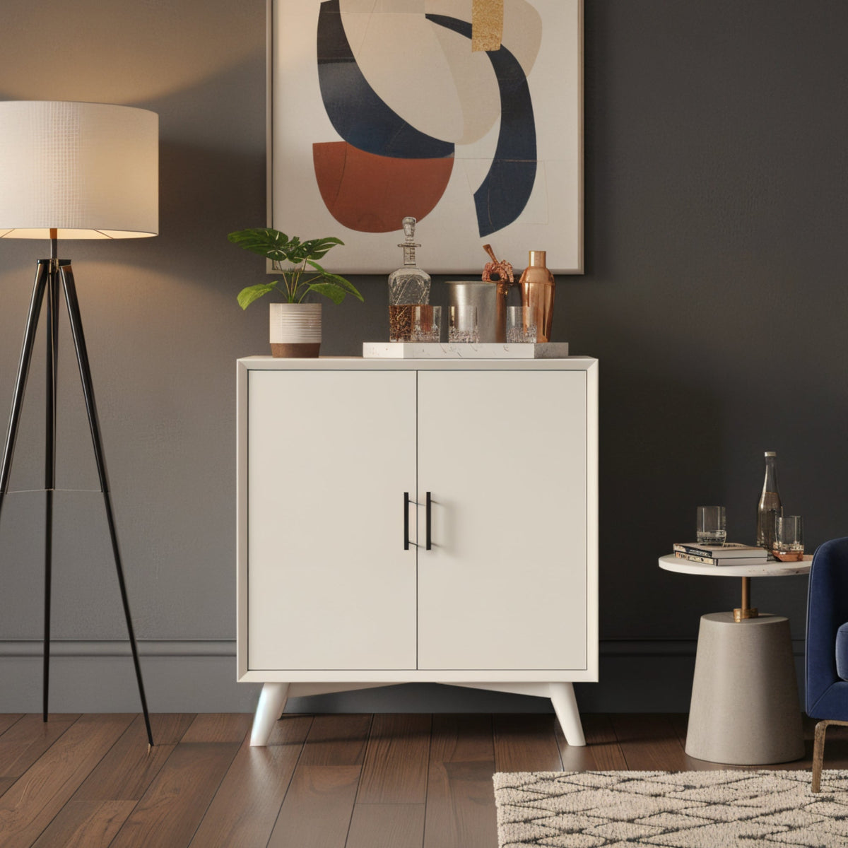 Flynn Small Bar Cabinet, White