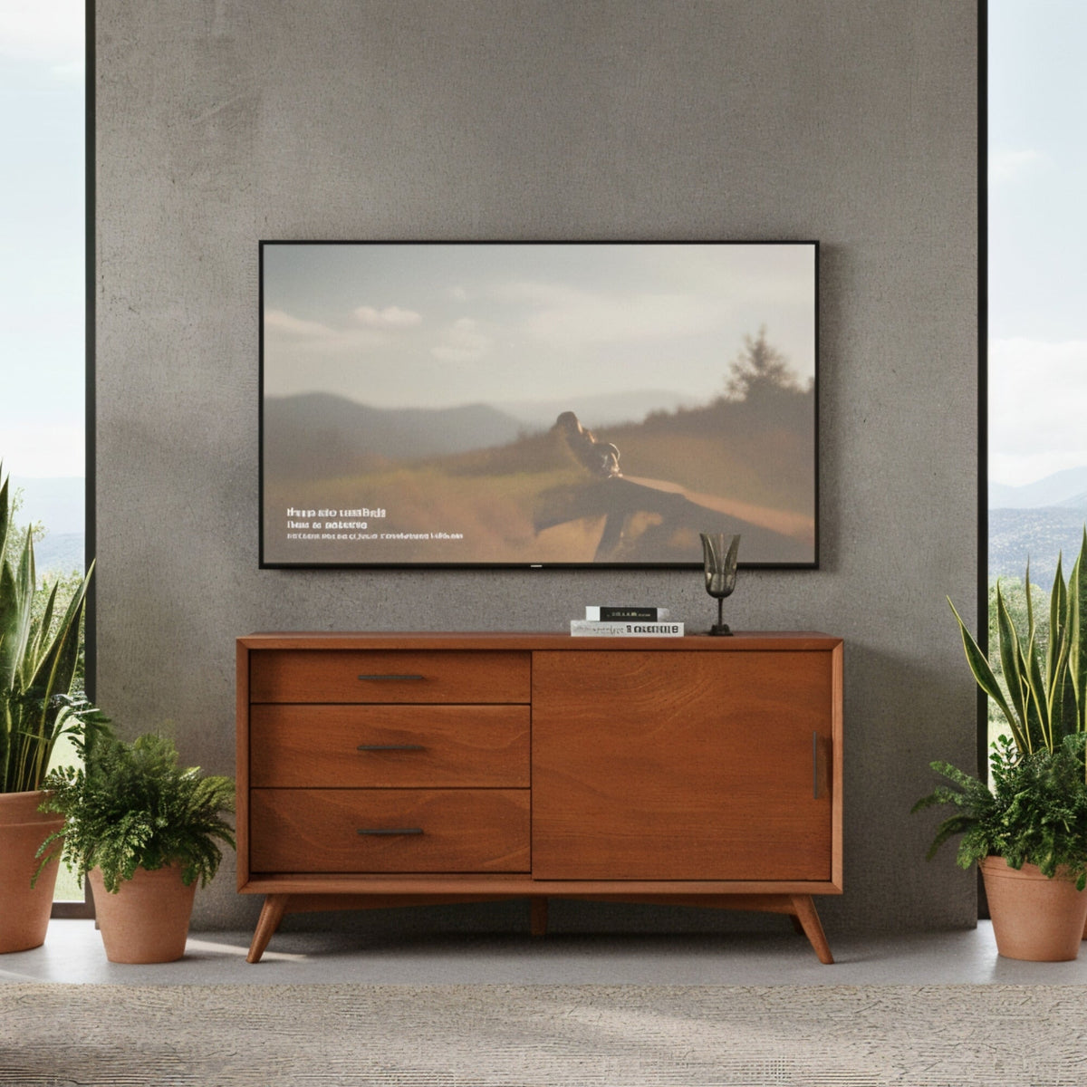 Flynn Small TV Console, Chestnut