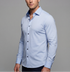 Ralph// Cotton Knit-Stretch Button-Up Shirt With Contrast Details // Blue // Tailored Fit (Fitted)