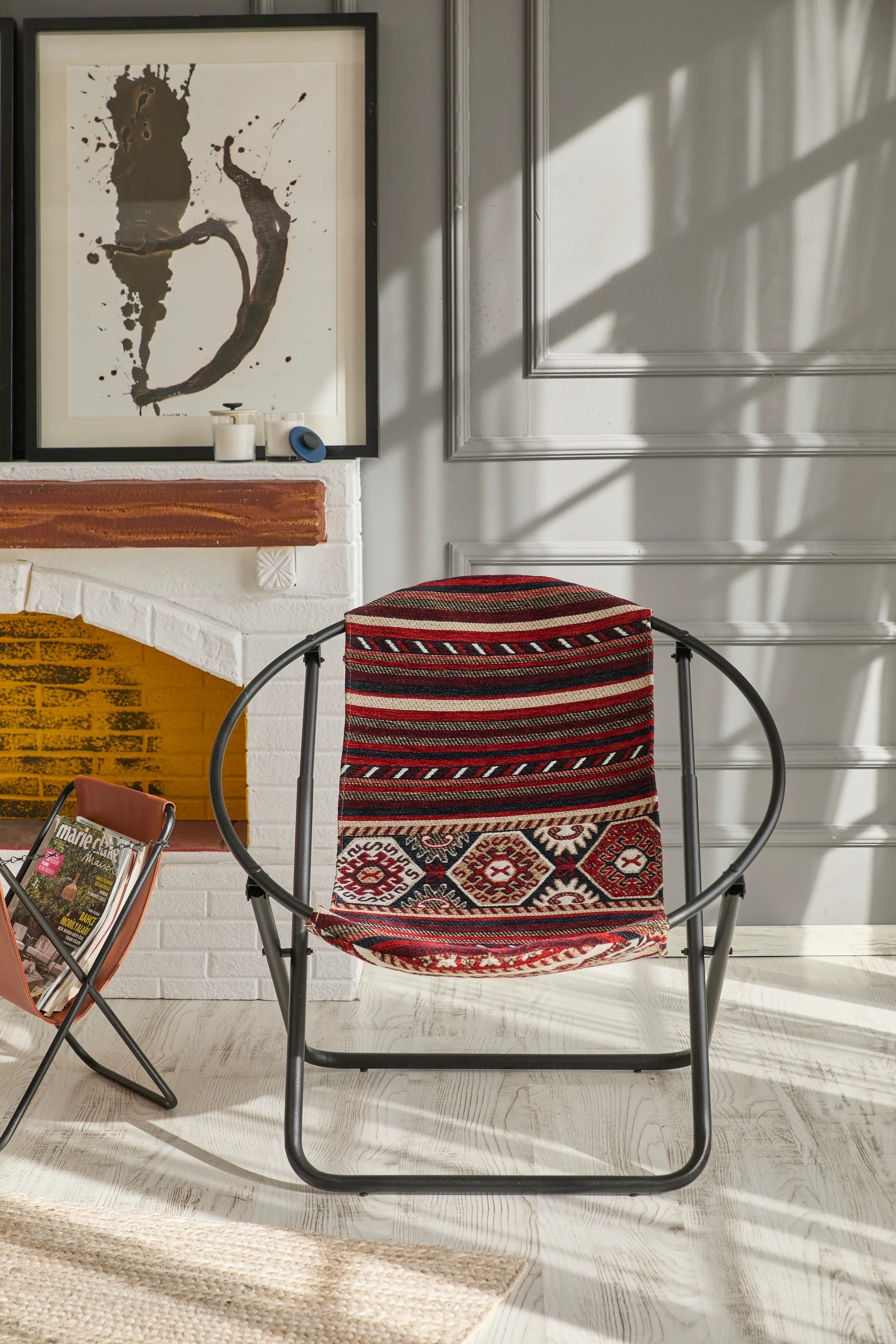 Turkish Kilim Folding Chair Metal Frame