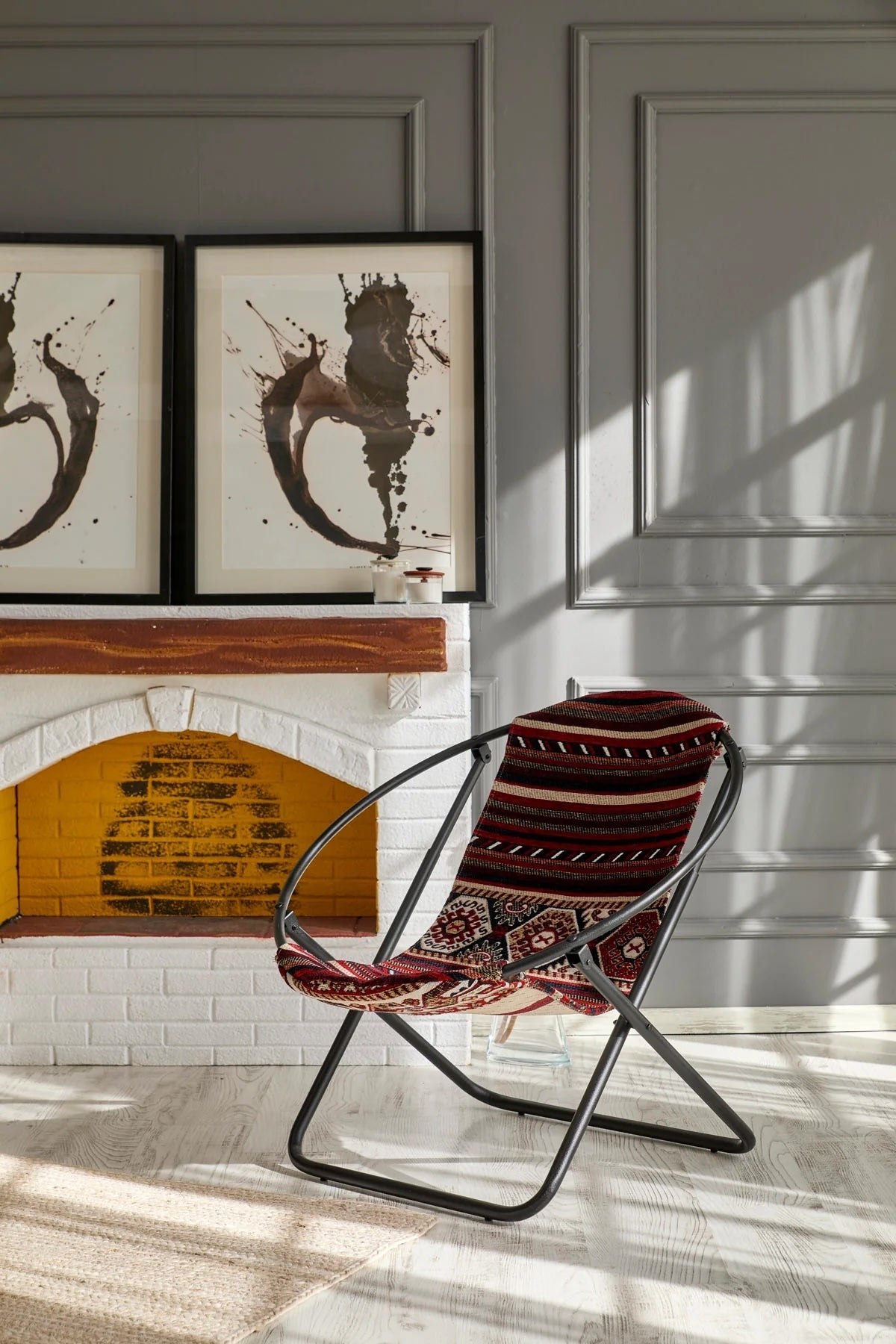 Turkish Kilim Folding Chair Metal Frame