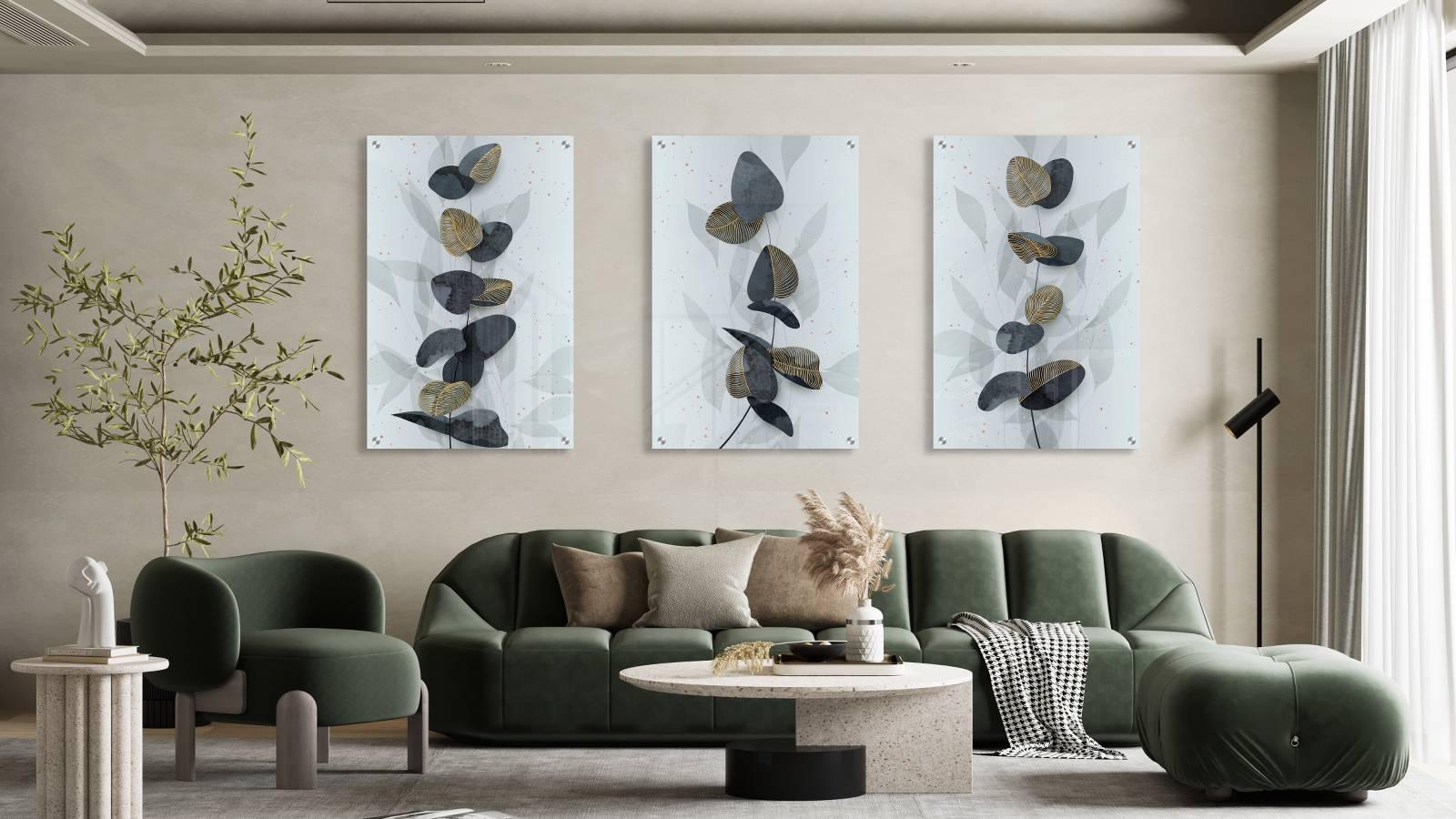 Foliage Pattern Set of 3 Prints Modern Wall Art Modern Artwork