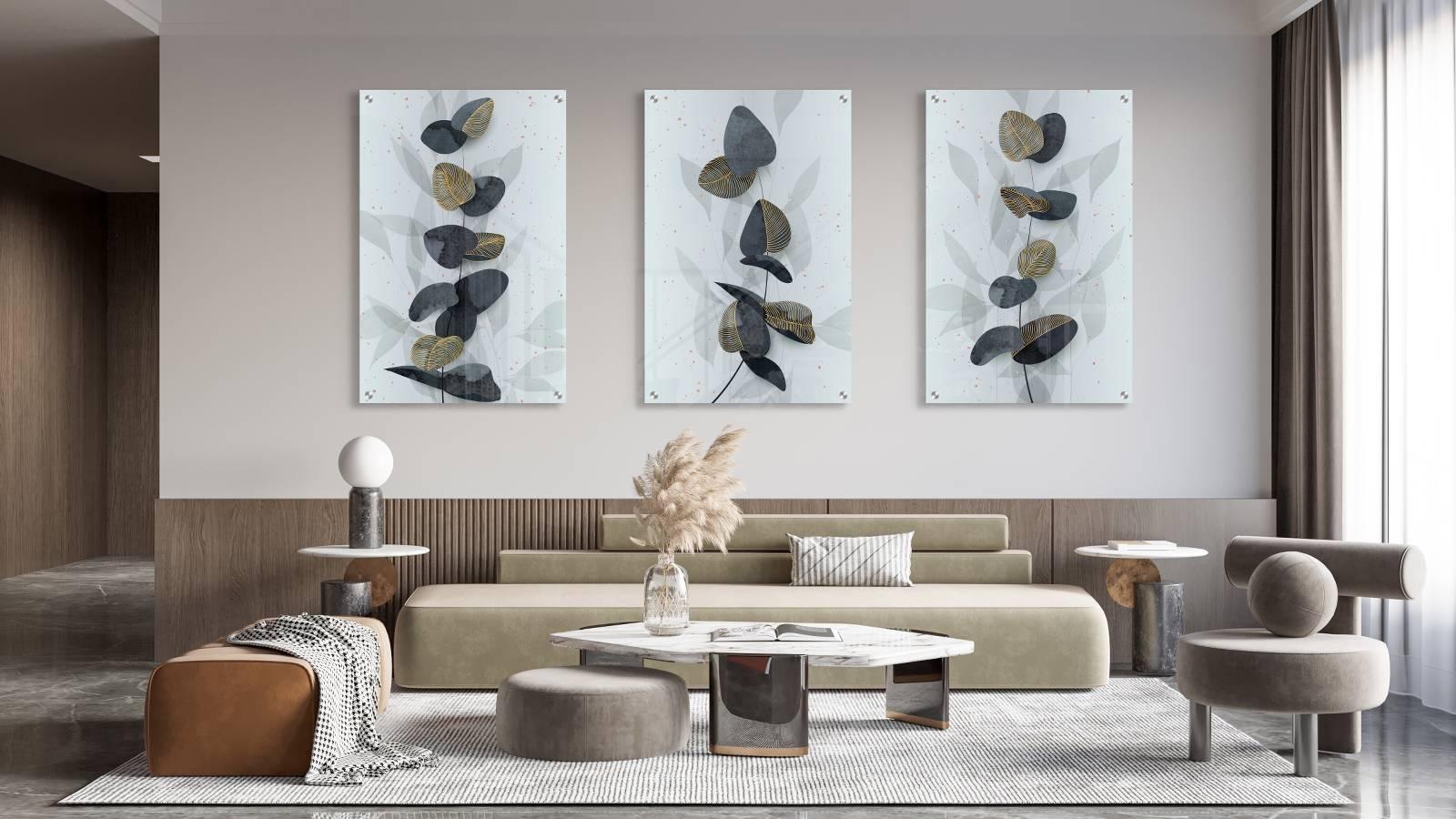 Foliage Pattern Set of 3 Prints Modern Wall Art Modern Artwork