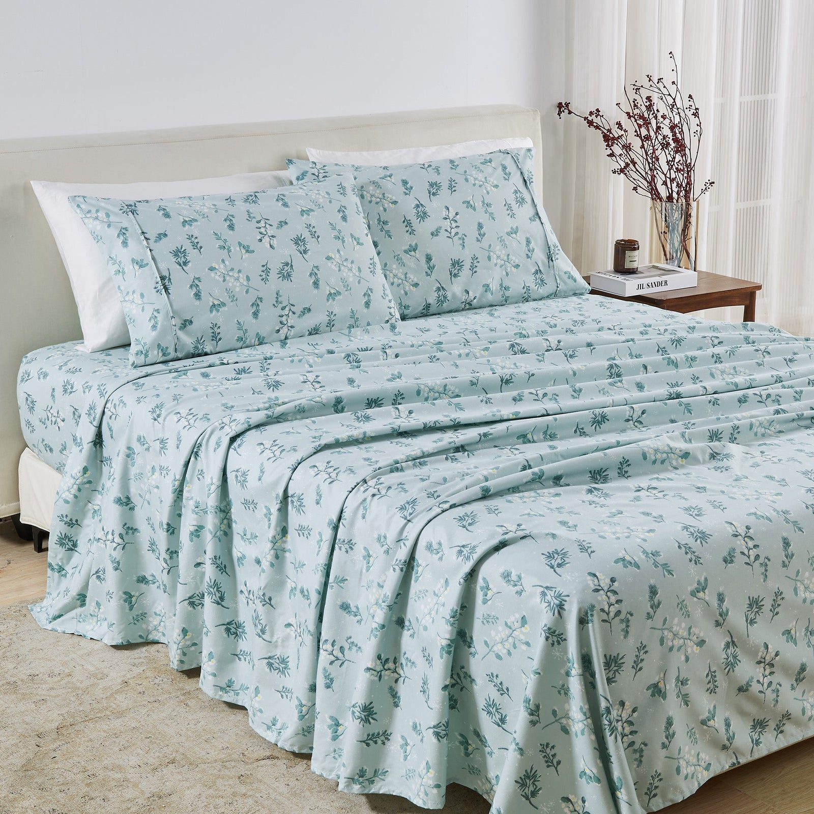 4 Piece Watercolor Floral Microfiber Sheet - Delia Collection