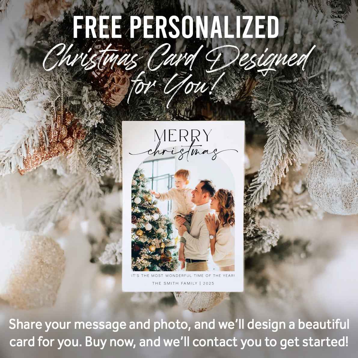 Vintage Christmas Tree Wall Art with Free Personalized Christmas Card