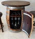 Oak Barrel Pub Table Set, Counter Height Wood Glass Top, Cabinet Storage, Bar Stools, Home Bar, Man Cave - Handmade from Family Business
