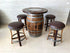 Oak Barrel Pub Table Set, Counter Height Wood Glass Top, Cabinet Storage, Bar Stools, Home Bar, Man Cave - Handmade from Family Business