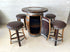 Oak Barrel Pub Table Set, Counter Height Wood Glass Top, Cabinet Storage, Bar Stools, Home Bar, Man Cave - Handmade from Family Business
