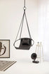 Genuine Leather Round Hanging Chair Black