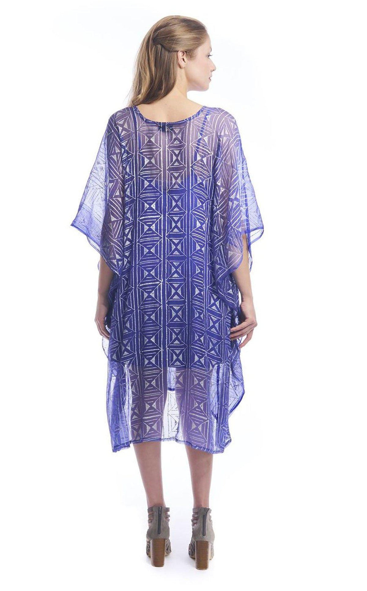 Geo Diamond Midi Caftan in Cobalt Blue + Silver