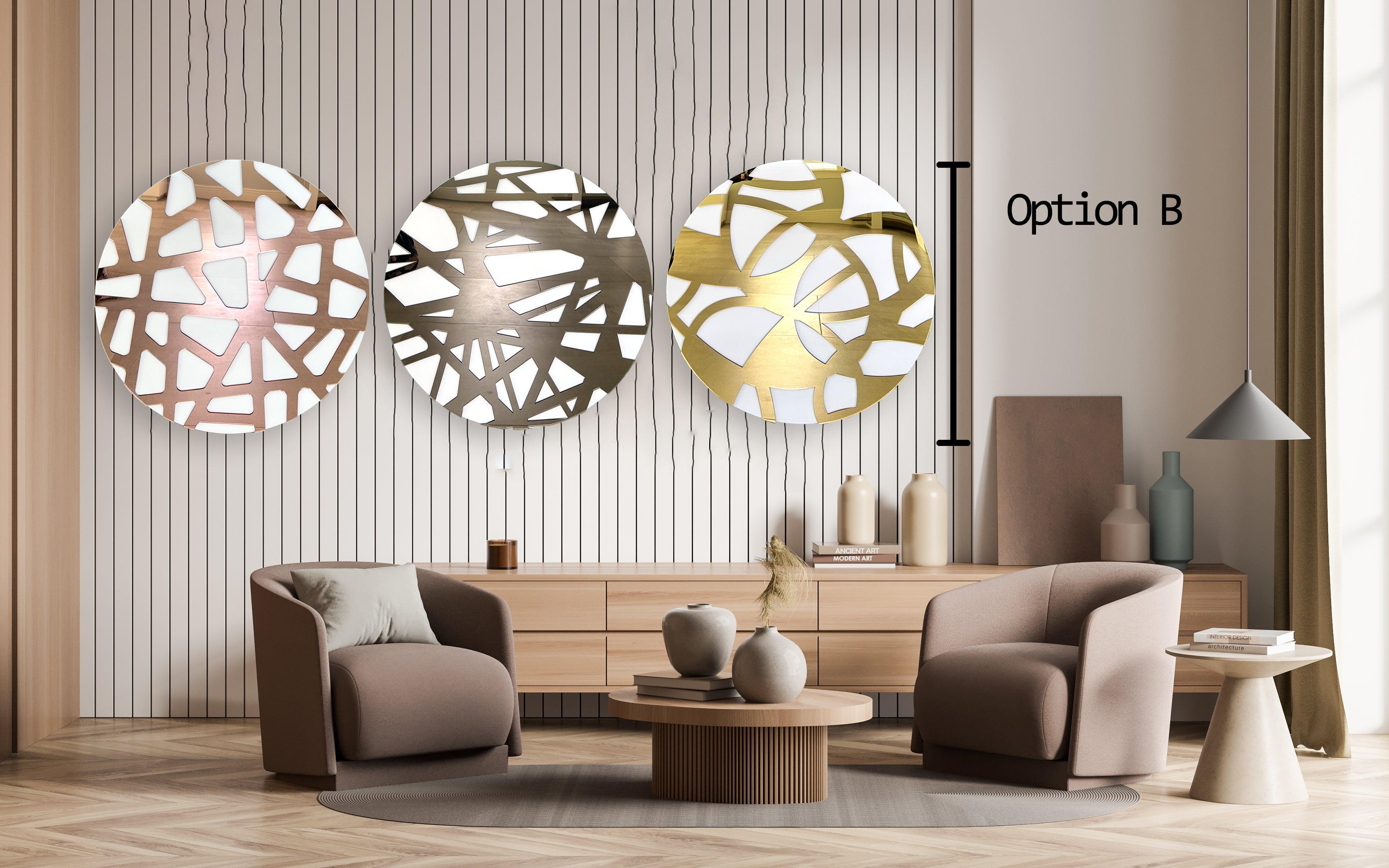 Geometric Circle / Set of 3/ Mirrored Acrylic Diamond / Wall Art / Made In USA/ Wall Decor /Modern Art/Abstract Wall Decor/Round Wall Decor