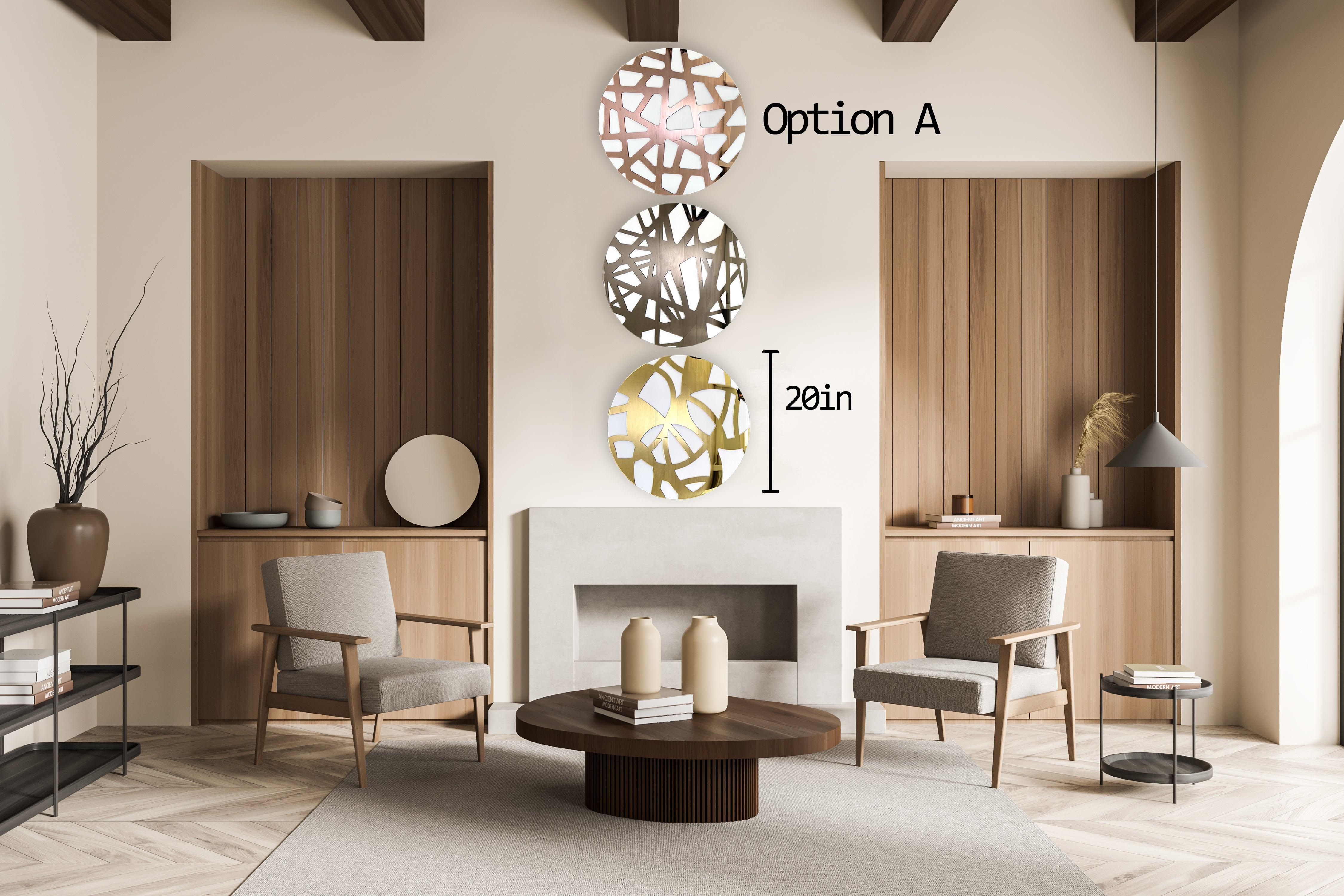 Geometric Circle / Set of 3/ Mirrored Acrylic Diamond / Wall Art / Made In USA/ Wall Decor /Modern Art/Abstract Wall Decor/Round Wall Decor