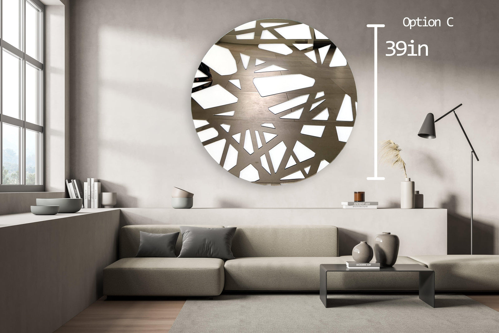 Geometric Circle / Set of 3/ Mirrored Acrylic Diamond / Wall Art / Made In USA/ Wall Decor /Modern Art/Abstract Wall Decor/Round Wall Decor