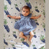 Gift Set: Bluebonnets Baby Muslin Swaddle Blanket and Burp Cloth/Bib Combo Soft Breathable Bamboo Cotton