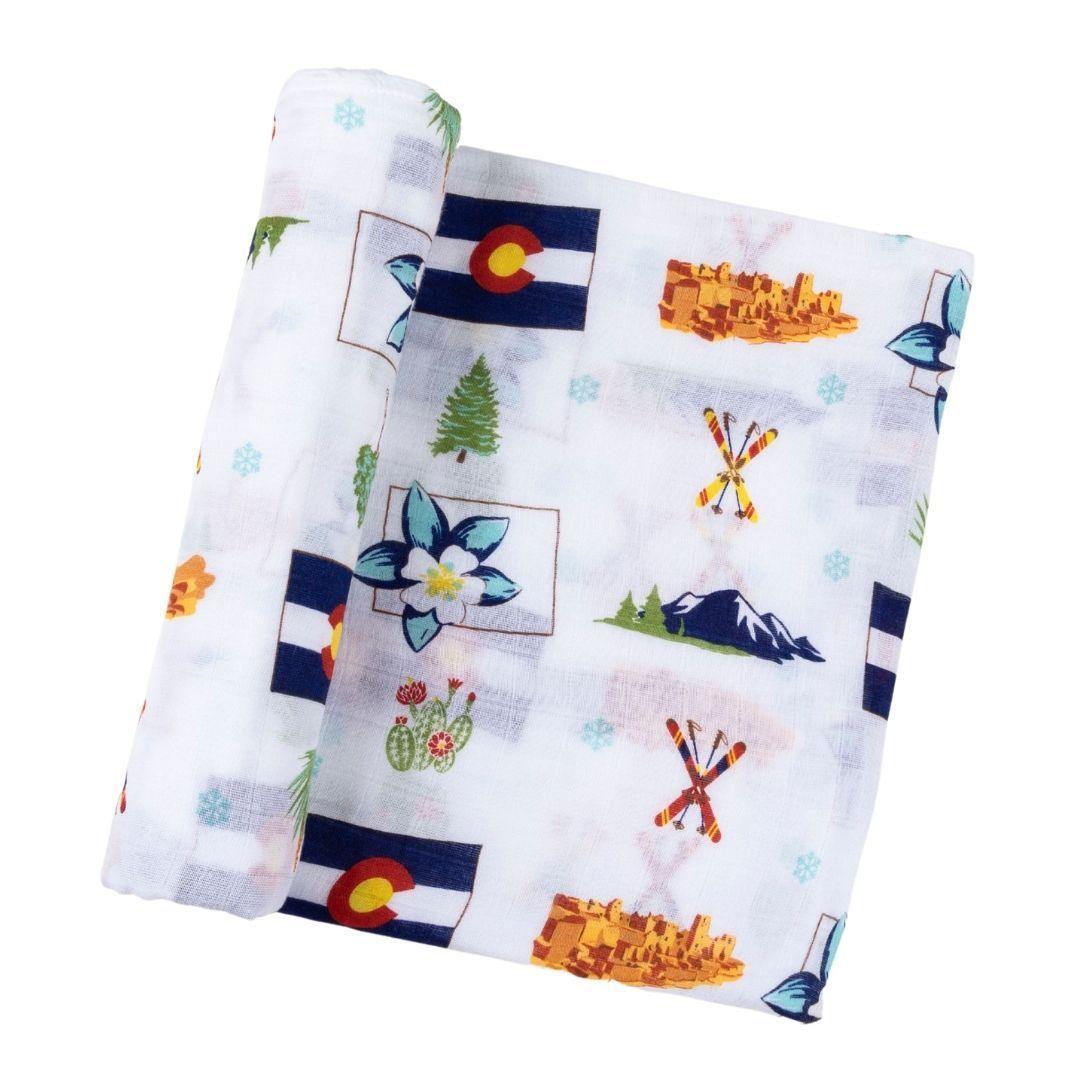 Gift Set: Colorado Baby Muslin Swaddle Blanket and Burp Cloth/Bib Combo