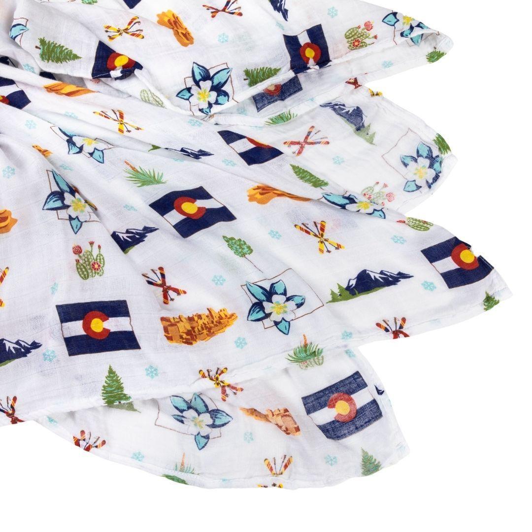 Gift Set: Colorado Baby Muslin Swaddle Blanket and Burp Cloth/Bib Combo