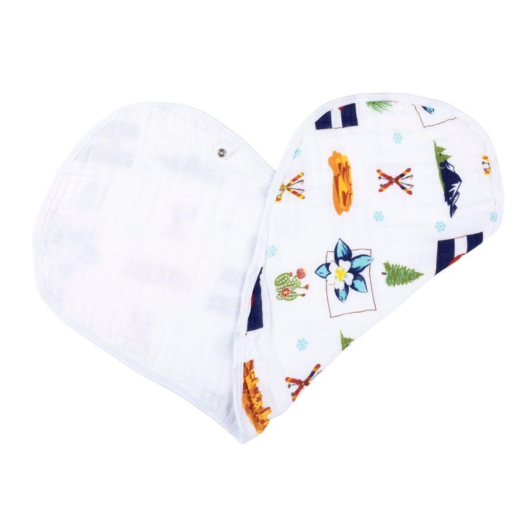 Gift Set: Colorado Baby Muslin Swaddle Blanket and Burp Cloth/Bib Combo
