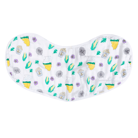 Gift Set: illinois Baby Muslin Swaddle Blanket and Burp Cloth/Bib Combo
