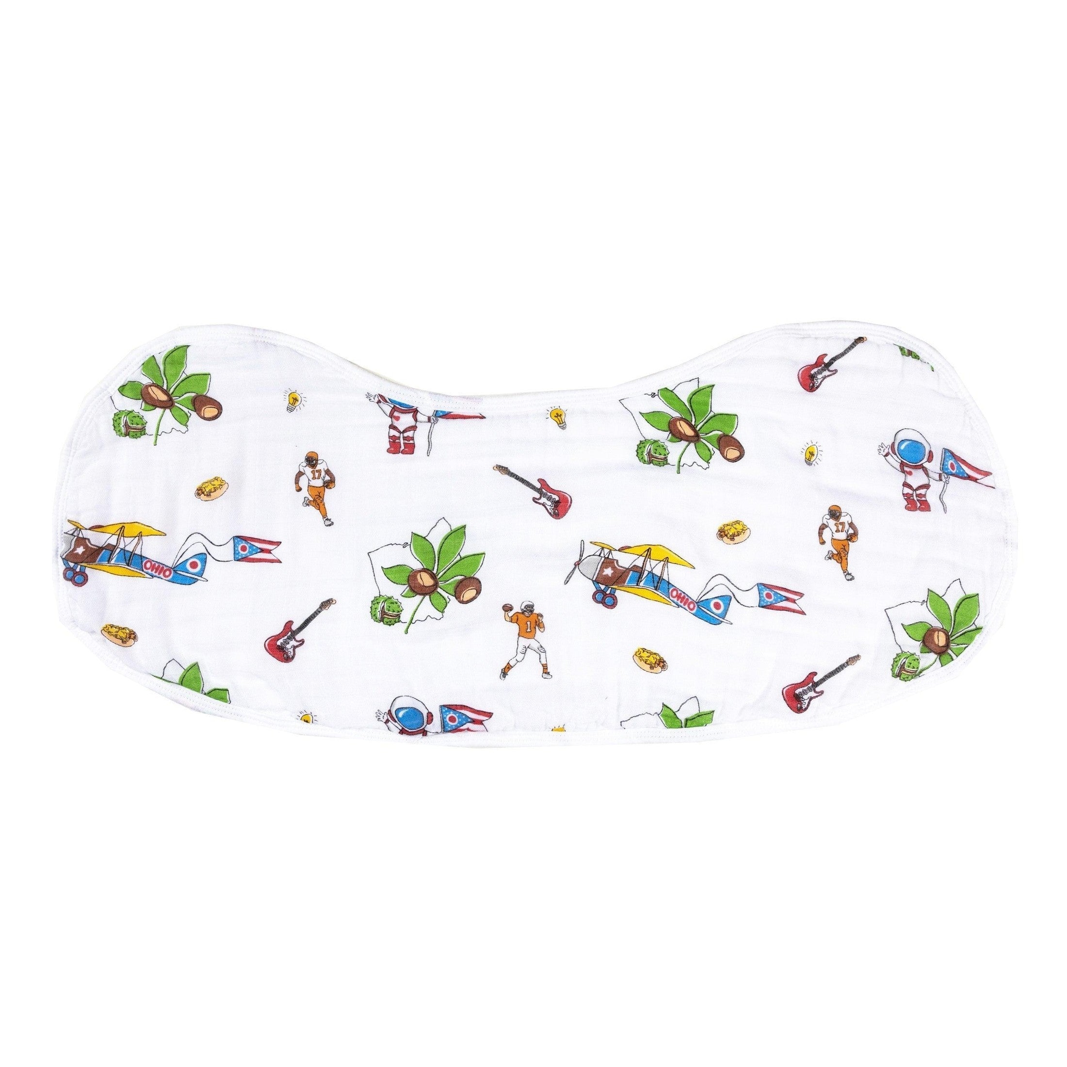 Gift Set: Ohio Baby Muslin Swaddle Receiving Blanket and Burp Cloth / Bib Combo