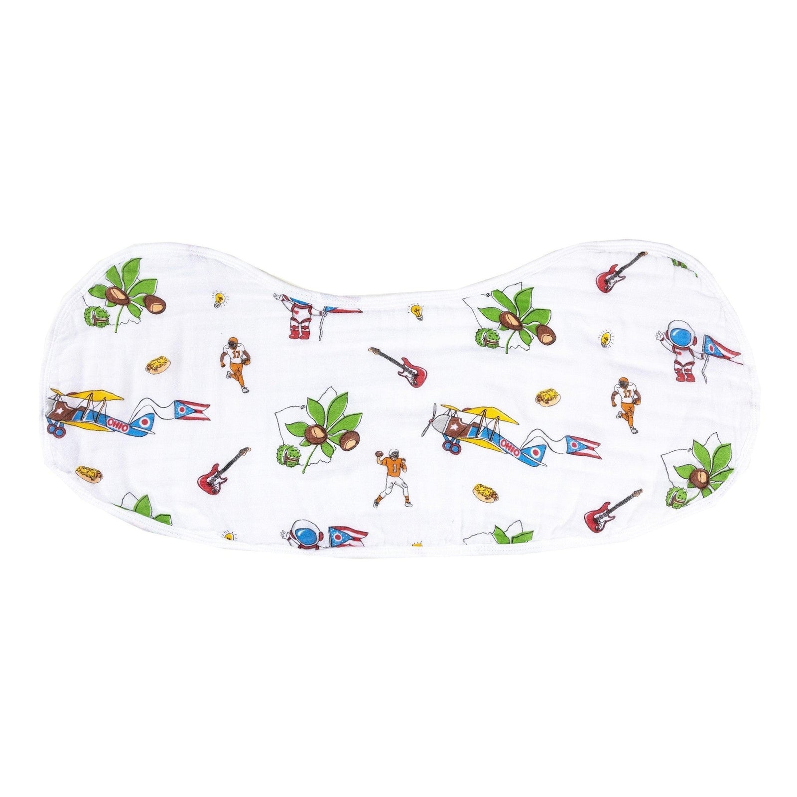 Gift Set: Ohio Baby Muslin Swaddle Receiving Blanket and Burp Cloth / Bib Combo