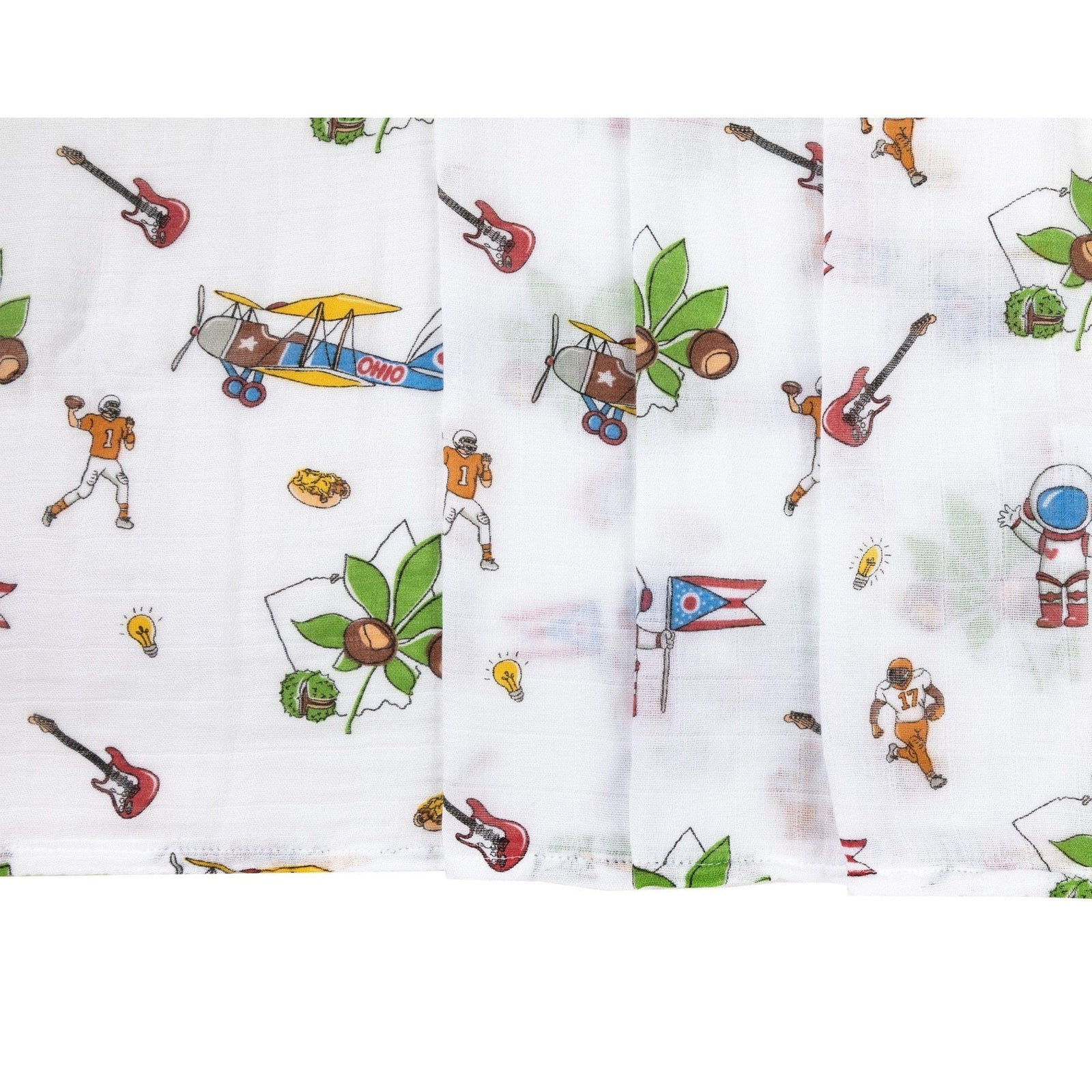 Gift Set: Ohio Baby Muslin Swaddle Receiving Blanket and Burp Cloth / Bib Combo