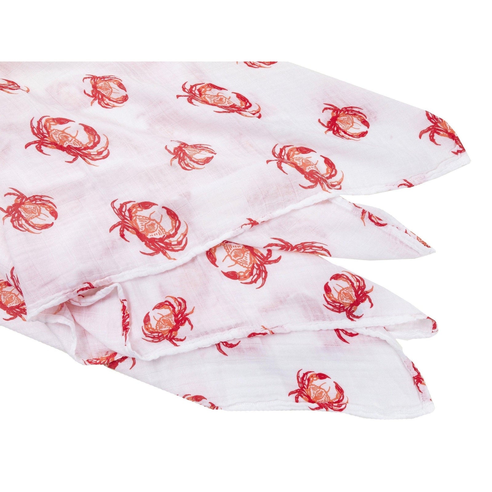 Gift Set: Pink Crab Baby Muslin Swaddle Blanket and Burp Cloth/Bib Combo