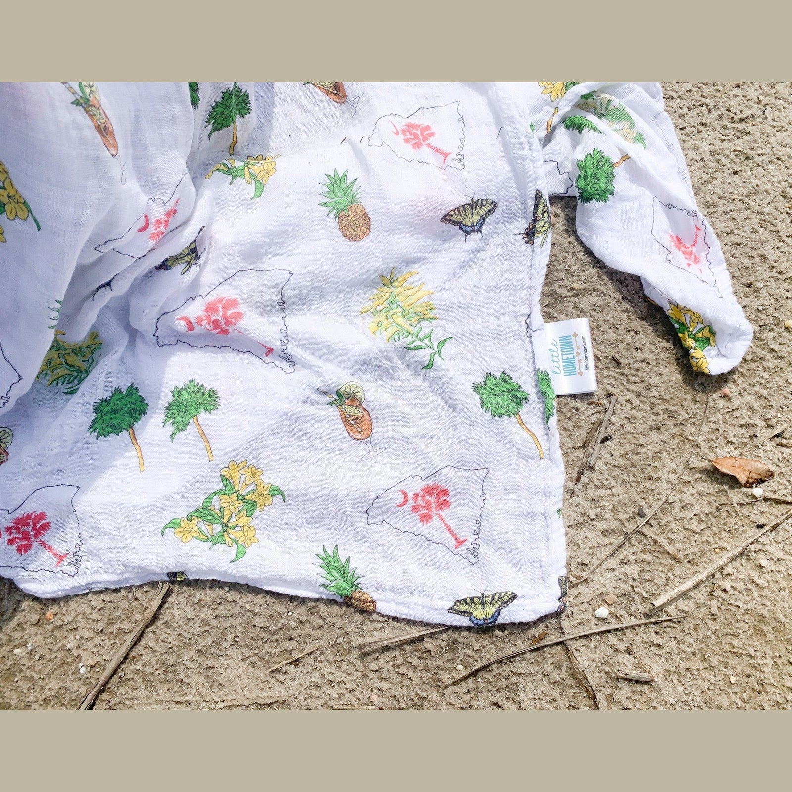 Gift Set: South Carolina Girl Baby Muslin Swaddle Blanket and Burp Cloth/Bib Combo