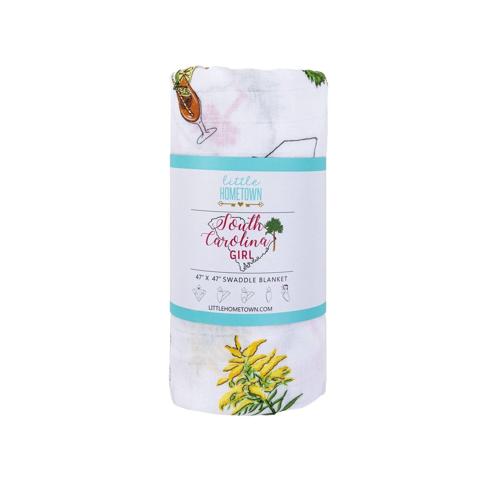 Gift Set: South Carolina Girl Baby Muslin Swaddle Blanket and Burp Cloth/Bib Combo