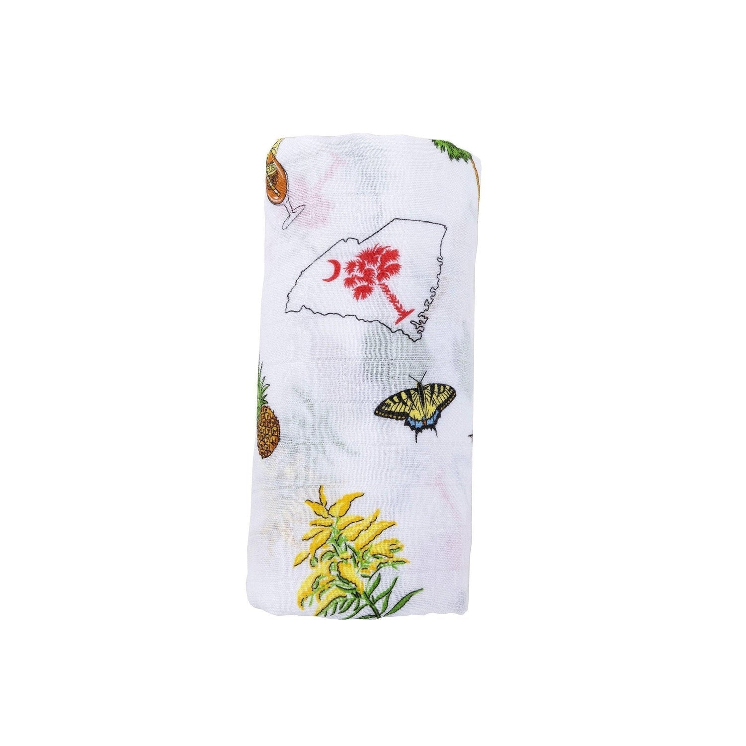 Gift Set: South Carolina Girl Baby Muslin Swaddle Blanket and Burp Cloth/Bib Combo