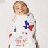 Gift Set: Texas Baby Boy Muslin Swaddle Blanket and Burp Cloth/Bib Combo
