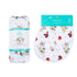 Gift Set: Virginia Baby Muslin Swaddle Blanket and Burp Cloth/Bib Combo (Floral)