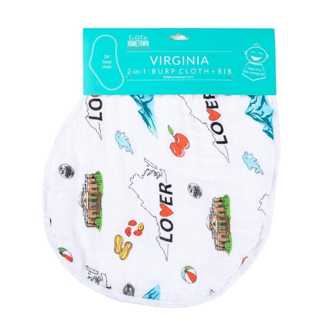 Gift Set: Virginia Baby Muslin Swaddle Blanket and Burp Cloth/Bib Combo