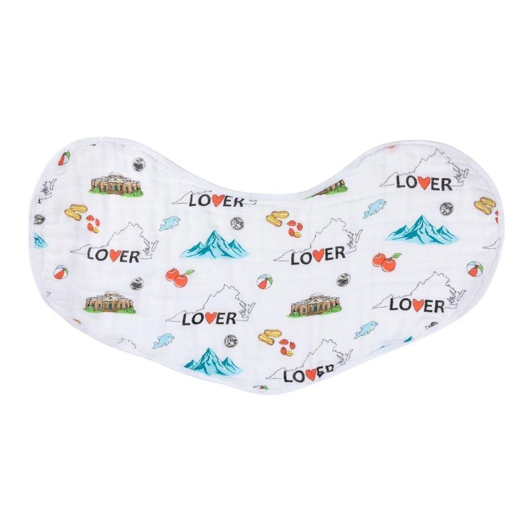 Gift Set: Virginia Baby Muslin Swaddle Blanket and Burp Cloth/Bib Combo